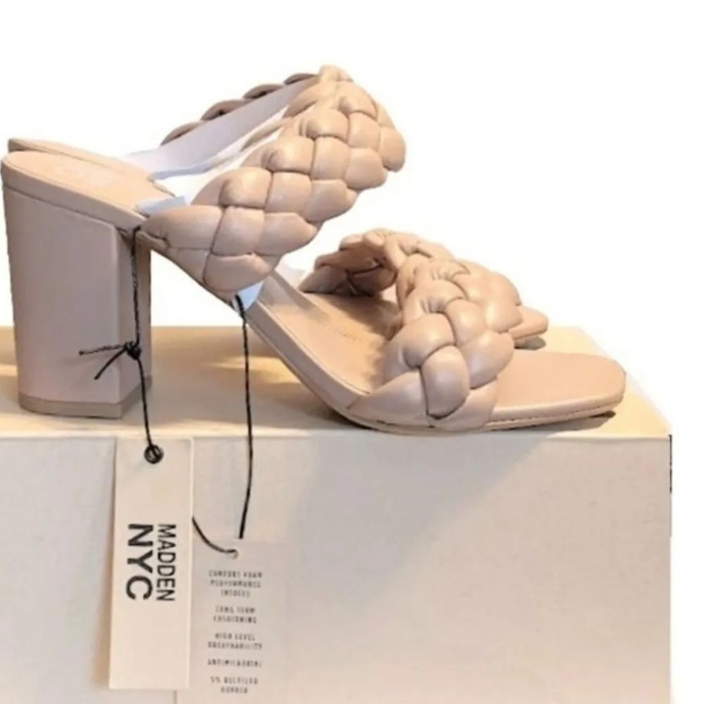 Madden NYC Women's Braided Cushion HIgh Heel Sandal Size 10 Brand New in Box